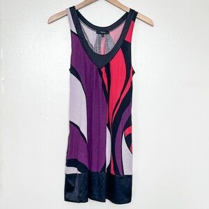Express sleeveless shift dress short bold jewel tone purples pockets size small